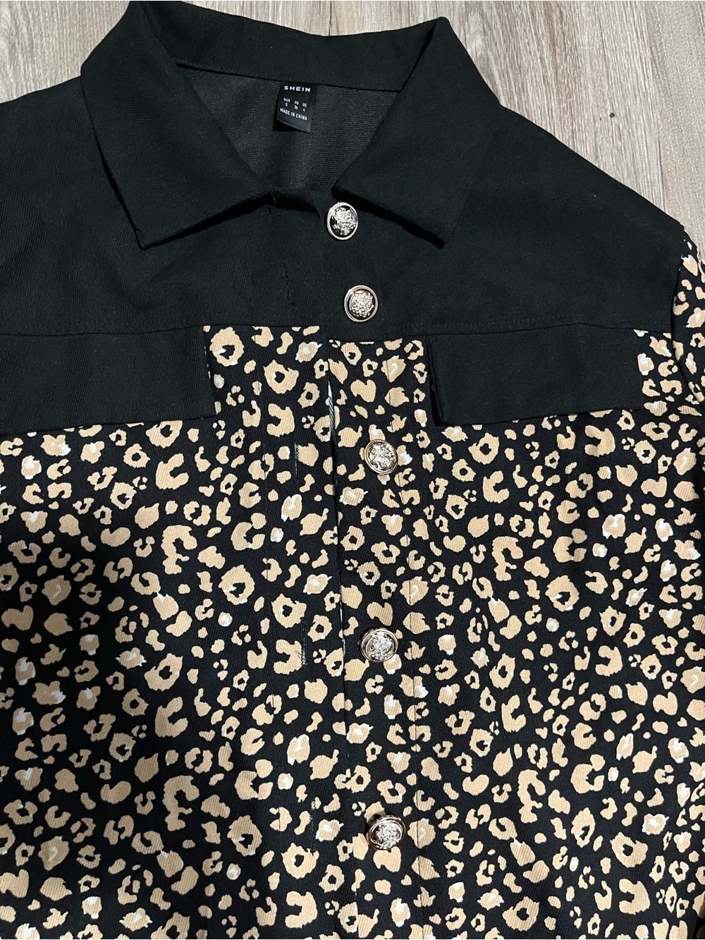 Women’s ' Black & Tan Leopard Print Button-Front Jacket - Picture 5 of 5
